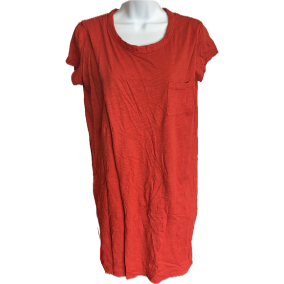 Mododoc burnout faux wrap drape tee shirt mini dress burnt orange Small NWOT - Picture 1 of 7